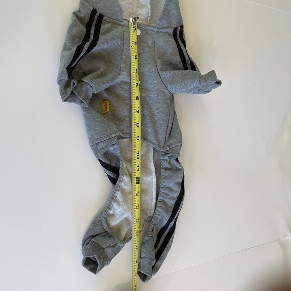 Meowwow Cat Dog Track Suit Outfit Gray Hooded Sweatshirt Hoodie Large One Piece - Picture 9 of 12